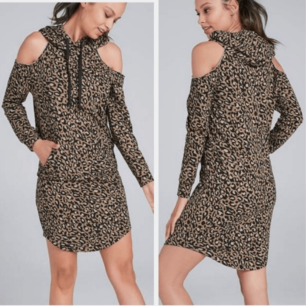 Leopard Print Cold Shoulder Dress